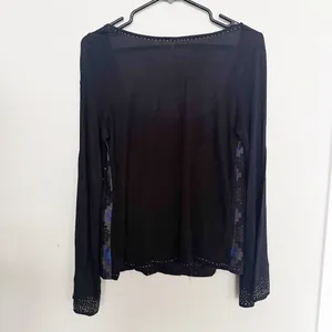 NWT Free People Beaded Black Boho Top size Medium thumbnail 6