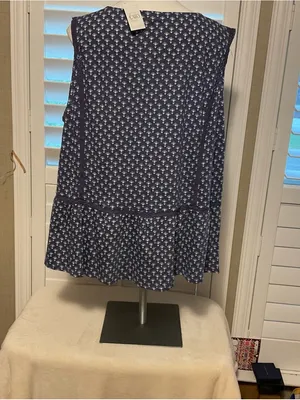 Cato Blue and White Patterned Sleeveless Top thumbnail 3