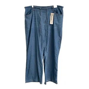 No‎ Boundaries Mini Waistband Wide Leg Pants Women's XXL /20 Drawstring Med Wash thumbnail 3