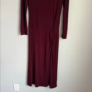 STAUD Portobella Side Ruch Midi Sheath Dress In Merlot Large thumbnail 4