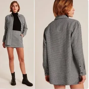 Abercrombie & Fitch -955 Houndstooth Oversized Shirt Jacket Shacket M‎ thumbnail 2