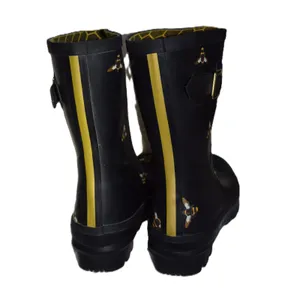 Joules Molly Rain‎ Boots Womens Size 7 Black Bumble Bee Print Mid Wellies Good thumbnail 7