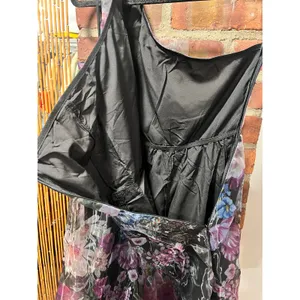 SheIn Stunning One-Shoulder Floral Organza Sheer Maxi Dress Purple & Black M thumbnail 7