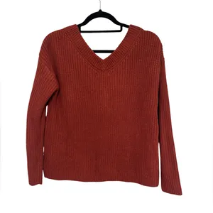 NEW Maurices Ribbed Henley V-Neck Sweater in Burnt Orange - Size M thumbnail 2