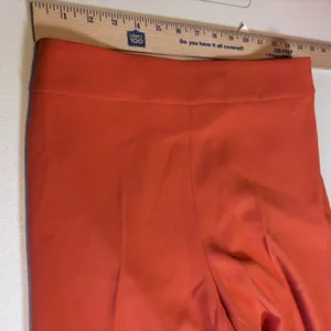 ZARA Orange Wide Leg Pants XS High Rise Flowy Polyester Casual Chic Women Capsul thumbnail 5