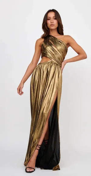 Selfie Leslie Gold Maxi Dress thumbnail 1