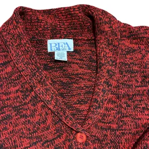 BFA CLASSICS Knit Cardigan Sweater NWOT Red Black Shawl Collar 4X Pockets Boho thumbnail 3