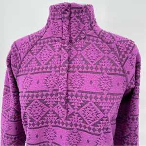 Eastern Mountain Sports Purple Fleece Jacket Hiking Geometric Aztec Pullover Size S thumbnail 4