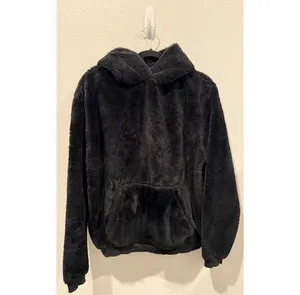 URBAN OUTFITTERS Faux Fur Black Hoodie Sweatshirt thumbnail 2