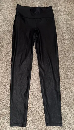 mono b Women's High-Waisted Faux Leather Leggings, Black, Size S thumbnail 1