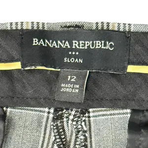 Banana Republic Sloan Plaid Black Tan Slim Leg Trousers Pants size 12 Pockets thumbnail 7