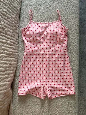 Happy Camper Pink checkered active romper with strawberries Size undefined thumbnail 6
