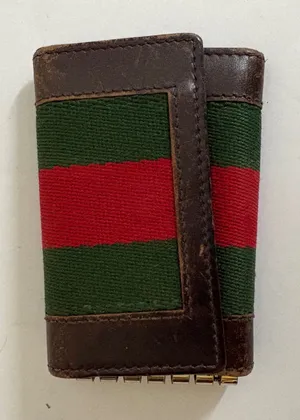 Gucci Vintage Web Stripe 6 Hook Key Case Brown Leather Made In‎ Italy thumbnail 1