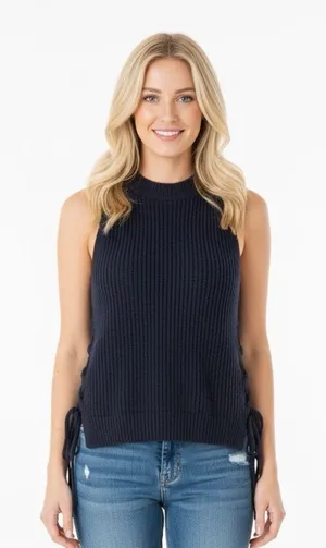 Atmosphere size 6 Navy blue side lace up sweater thumbnail 1