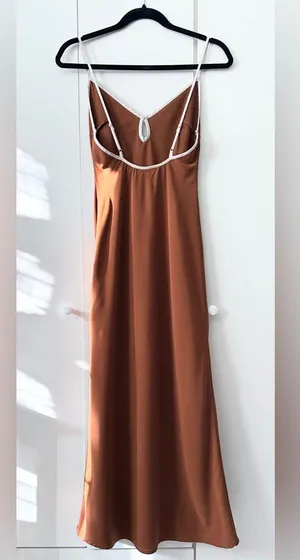 Abercrombie & Fitch Keyhole Slip Maxi Dress - Ochre - XSP thumbnail 12