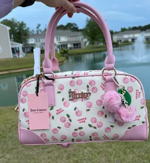 Juicy Couture "Cherry Girl" satchel bag in a soft white and pink colorway nwt thumbnail 1