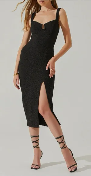 Astr The Label Wylla Underwire Body-Con Black Midi Dress with Side Slit S $99 thumbnail 1
