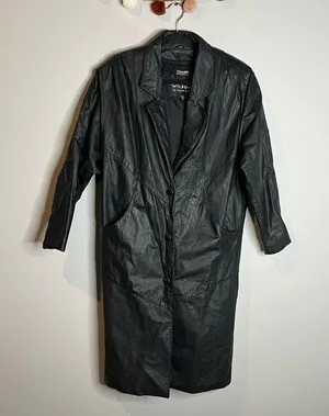 Vintage Wilson’s Leather black long removable lined jacket thumbnail 1