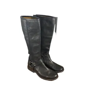 Frye Women’s Black Leather Phillip Harness Tall Riding Boots Back Zip Size 6 thumbnail 2