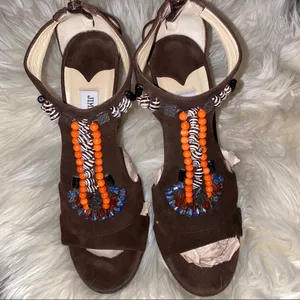 🎉HP🎉 JIMMY CHOO Seashell & Beaded Heels SZ 9 thumbnail 3