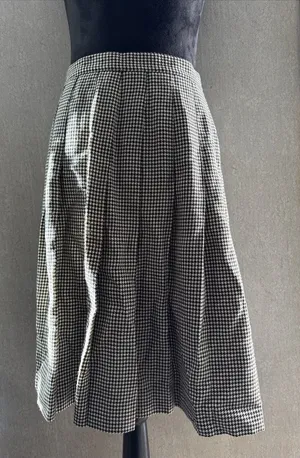 Vintage P Collections Houndstooth Pleated Midi Skirt 10 Made USA Preppy 90s thumbnail 1