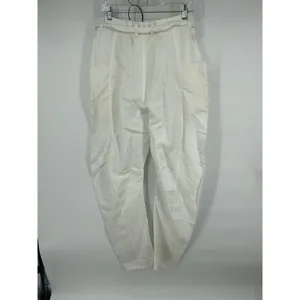 Anthropologie Pilcro Tucked-Knee Tapered Trousers Linen Size 29 White‎ thumbnail 3