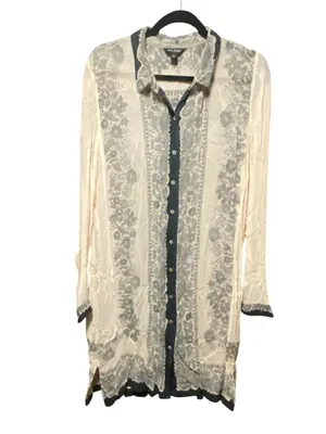 Lucky Brand Chiffon sheer Lace print Kimono Coverup Coastal boho resortwear thumbnail 9