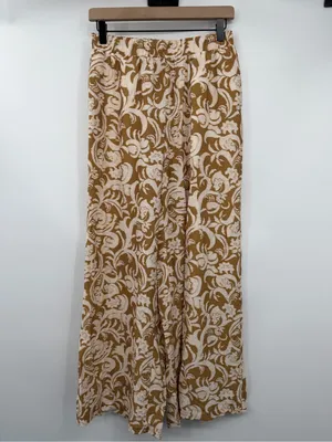 Philosophy Republic Floral Wide Leg Pull-On Pants S NWT Tan Cream thumbnail 2