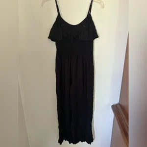Abercrombie & Fitch Black Ruffle Jumpsuit Smocked Waist M thumbnail 7