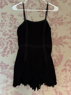 ZARA Romper Black with Lace Trim  thumbnail 2