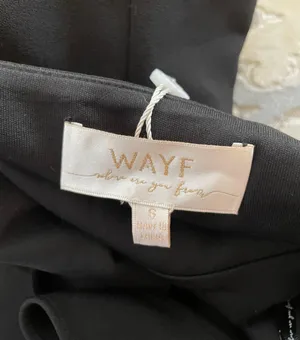 WAYF NWOT The Mina Ruffle Strap Gown In Black thumbnail 14