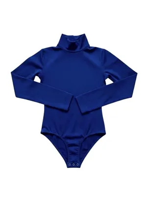 Body Wrappers Adult S Royal Blue Turtleneck Leotard Cheer Snap Crotch Zip Back thumbnail 2