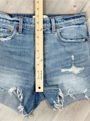 Abercrombie & Fitch High Rise Denim Cutoffs Mom Jean Shorts‎ Blue Size 2 26 thumbnail 11