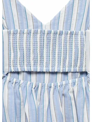 Mango 100% Cotton Cut-Out Back Striped Dress Sky Blue Stripe NWT Size XXL / 12 thumbnail 7