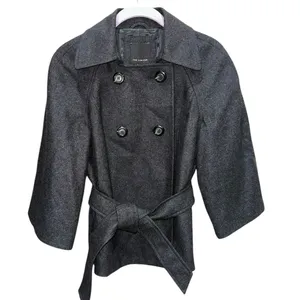 NWT‎ The Limited Wool Blend Peacoat Small Charcoal Gray Belted Cropped Coat thumbnail 1