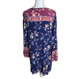 Billabong Pink & Blue‎ Floral Just Like You Dress Medium Boho Peasant Flowy thumbnail 7