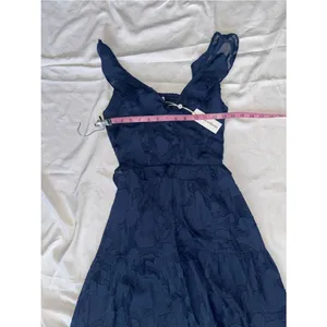 NWT Heartloom Blue Floral Jacquard Tiered Midi Dress Ruffle Strap Romantic Boho thumbnail 5