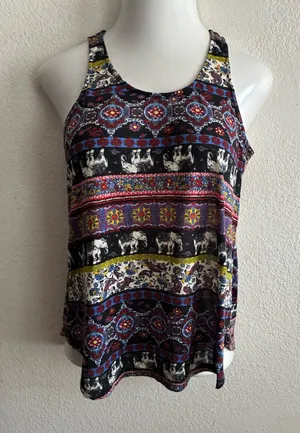 Self Esteem Bohemian Print Race Back Tank Multicolor L thumbnail 1