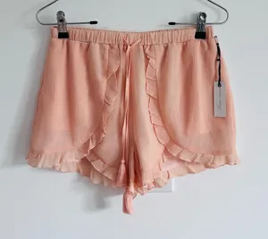 Lovers + Friends Peach Ruffle High Waist Tie Front Shorts NWT Romantic thumbnail 1