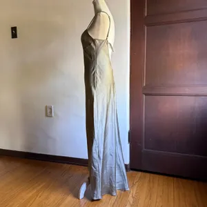 ZARA | Silver Satin Strappy back Open back Midi Cocktail Dress | Extra Small thumbnail 3