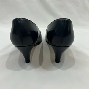 Vtg Jack Rogers 80’s Navy‎ Blue Leather Peep Toe Heels With Rosette Size 8 S thumbnail 3