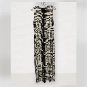 Chico’s Brown & Cream Zebra Sleeveless V Neck Bejeweled Maxi Stretchy Dress L thumbnail 3
