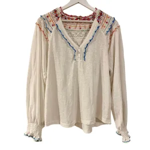 Free People White Siesta crochet embroidered colorful boho blouse small thumbnail 10
