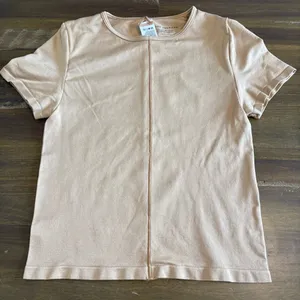 Good American So Soft Sculpted Tee T-Shirt Stretch Pecan 1 2 Small Medium thumbnail 4