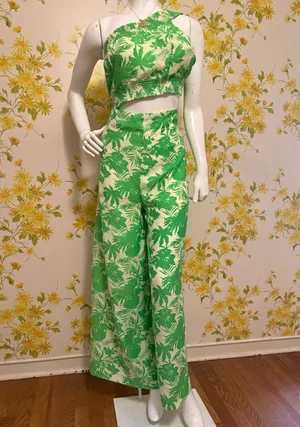 One sleeve backless jumpsuit size L Green Size L thumbnail 5