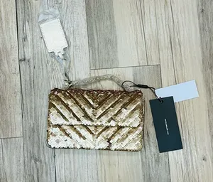 NWT Nicole Miller Clutch gold sequin crossbody purse thumbnail 1
