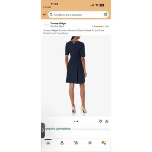 Tommy Hilfiger Women's Elbow Sleeve Fit & Flare Navy Blue Dress Sz 12 thumbnail 2