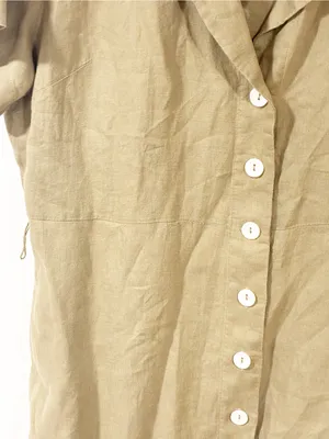 Quince Womens Shirt Dress Beige Notch Lapel Button Organic‎ Linen Size XL thumbnail 2