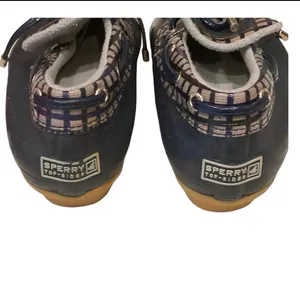 Sperry Topsiders Rain Duck Boots Low Top Blue Gray Gingham Plaid 7 Waterproof thumbnail 3