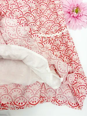 Mon Coco Lucy Convertible Smocked Tiered Maxi Midi Dress Red Vines Block Print thumbnail 10
